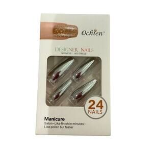 Long Coffin Silver Metallic Press On Nails​​